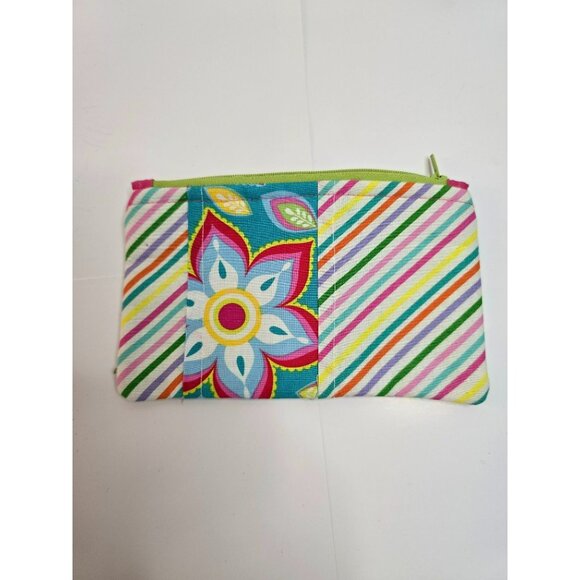 Small Makeup Bag Zipper Colorful Flower Fabric Cosmetic Casual Clutch - Picture 5 of 5